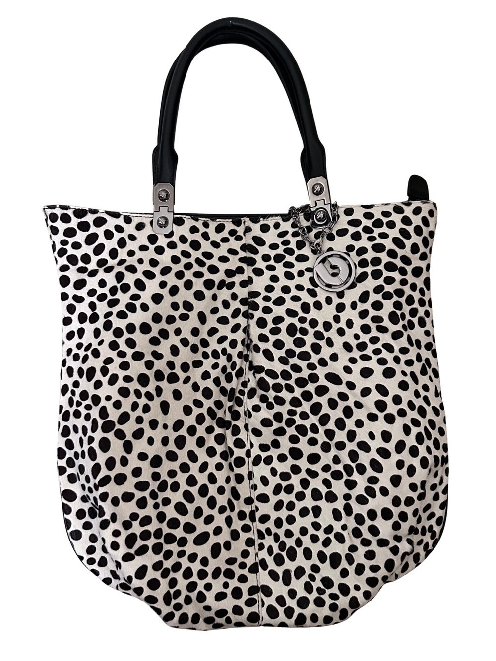 Charles Jourdan Black White Calf Animal Print Print Purse Nieman Marcus Large